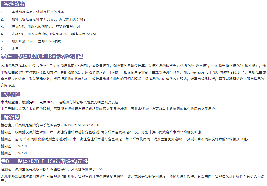 兔D-二聚體(D2D)elisa試劑盒計(jì)算方式